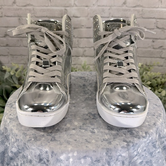 Pastry PopTart Silver Glitter Fashion High Top Dance Sneakers WMS 7.5M✨VGUC✨ - Picture 2 of 14